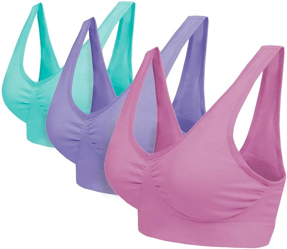 Blu Apparel Multipack Seamless Comfort Bras for Everyday Wear Non Padded No Underwire Maternity Sleep Bra (XXL Aqua/Pink/Lilac)